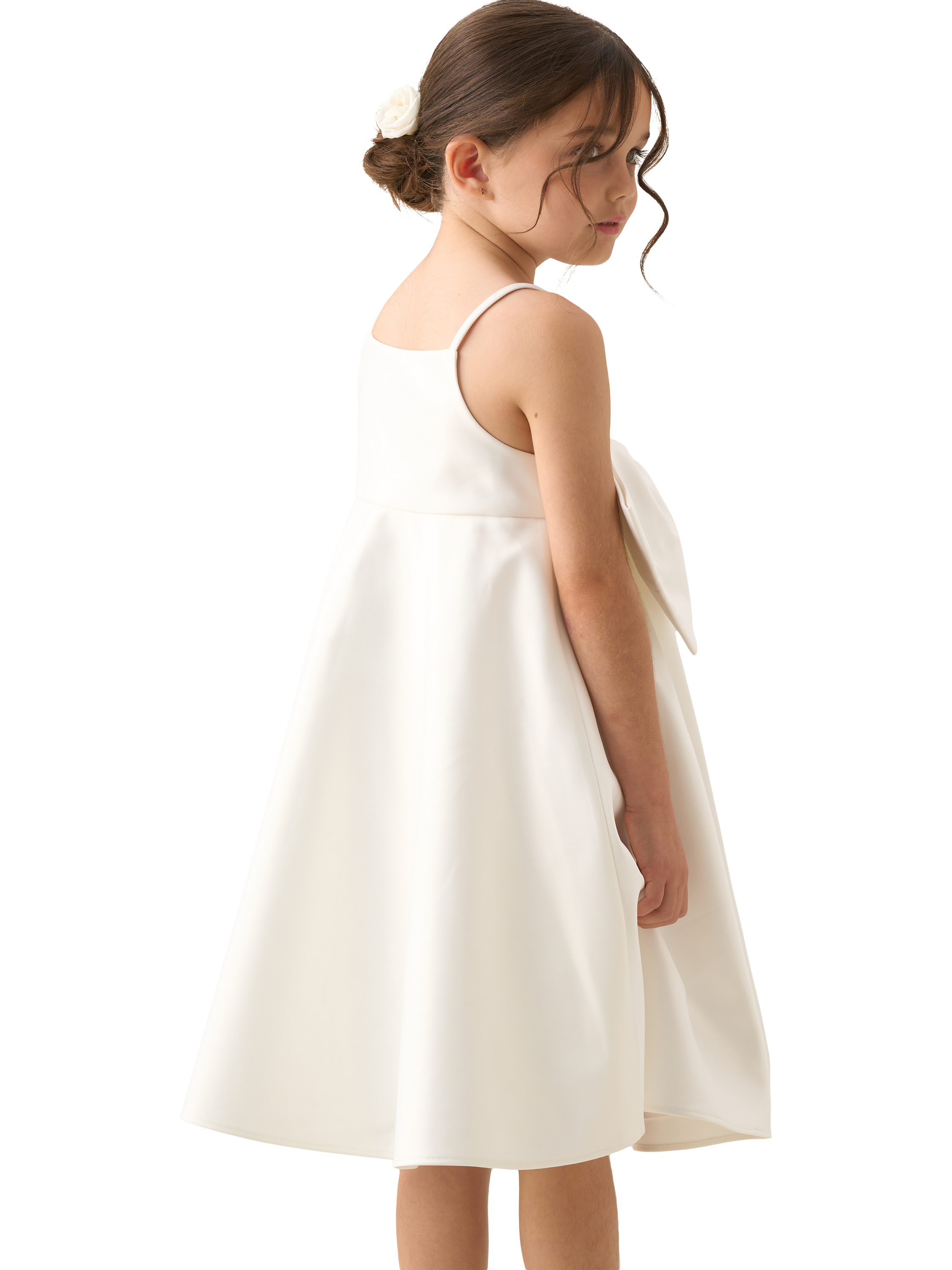 Product image 4 of 8, which shows Angel & Rocket Kids' Pleated Oversized Bow Dress, White, 2 years