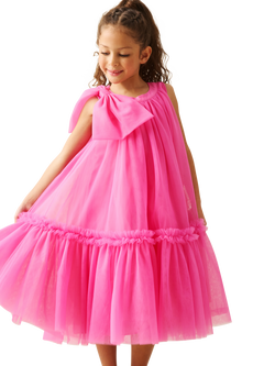 Angel & Rocket Kids' Sleeveless Bow Shoulder Tulle Dress, Pink, Pink