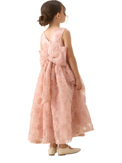 Angel & Rocket Kids' Embroidered Bow Back Dress, Blush - view 2, Blush