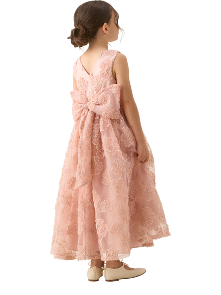 Angel & Rocket Kids' Embroidered Bow Back Dress, Blush - view 2, Blush