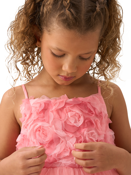 Angel & Rocket Kids' Embellished Flower Tulle Dress, Pink - view 2, Pink