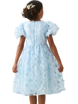 Angel & Rocket Kids' Francine Floral Mesh Puff Sleeve Dress - view 2, Blue