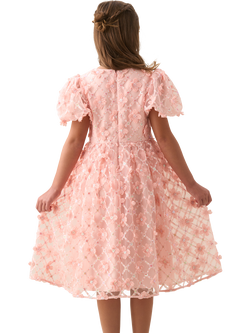 Angel & Rocket Kids' Francine Floral Mesh Puff Sleeve Dress - view 2, Pink