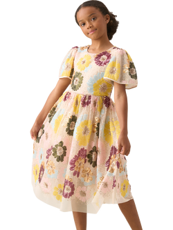 Angel & Rocket Kids' Short Sleeve Sequin Floral Dress, Multi, Multi