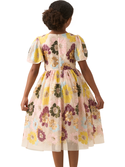 Angel & Rocket Kids' Short Sleeve Sequin Floral Dress, Multi - view 2, Multi
