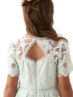 Angel & Rocket Kids' Mavea Short Sleeved Lace Dress, Mint - view 2, Mint