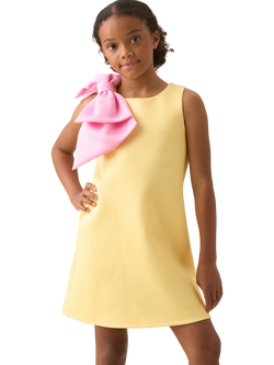 Angel & Rocket Kids' Sleeveless Oversized Bow A-Line Dress, Yellow/Pink, Yellow/Pink