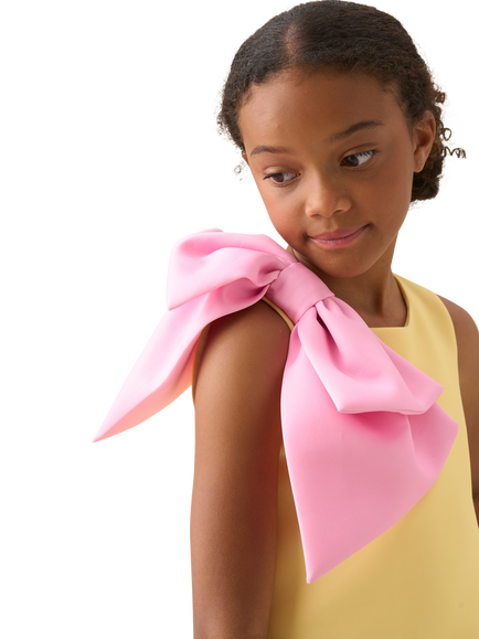 Angel & Rocket Kids' Sleeveless Oversized Bow A-Line Dress, Yellow/Pink - view 2, Yellow/Pink