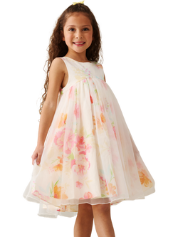 Angel & Rocket Kids' Floral Organza Overlay Dress, Multi, Multi