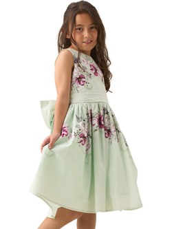 Angel & Rocket Kids' Sleeveless Bow Back Floral Dress, Mint/Multi