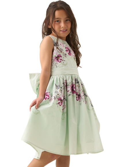 Angel & Rocket Kids' Sleeveless Bow Back Floral Dress, Mint/Multi