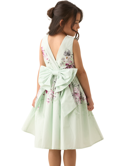 Angel & Rocket Kids' Sleeveless Bow Back Floral Dress - view 2, Mint/Multi
