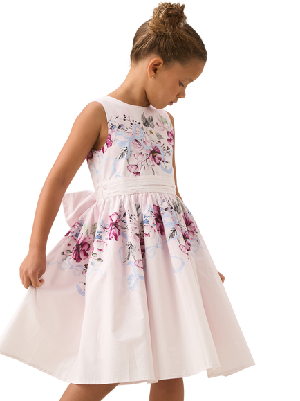 Angel & Rocket Kids' Sleeveless Bow Back Floral Dress, Blush/Multi