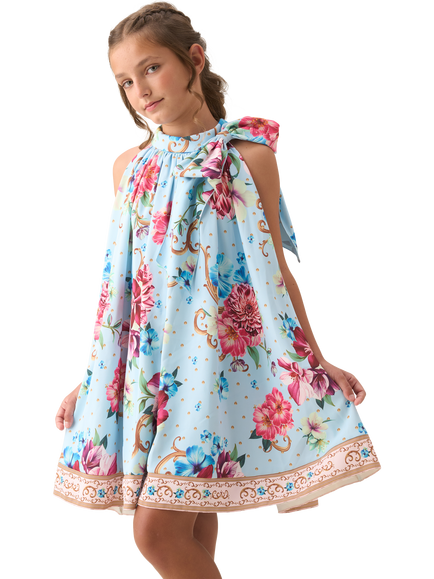 Angel & Rocket Kids' Print Bow Swing Dress, Multi, Multi