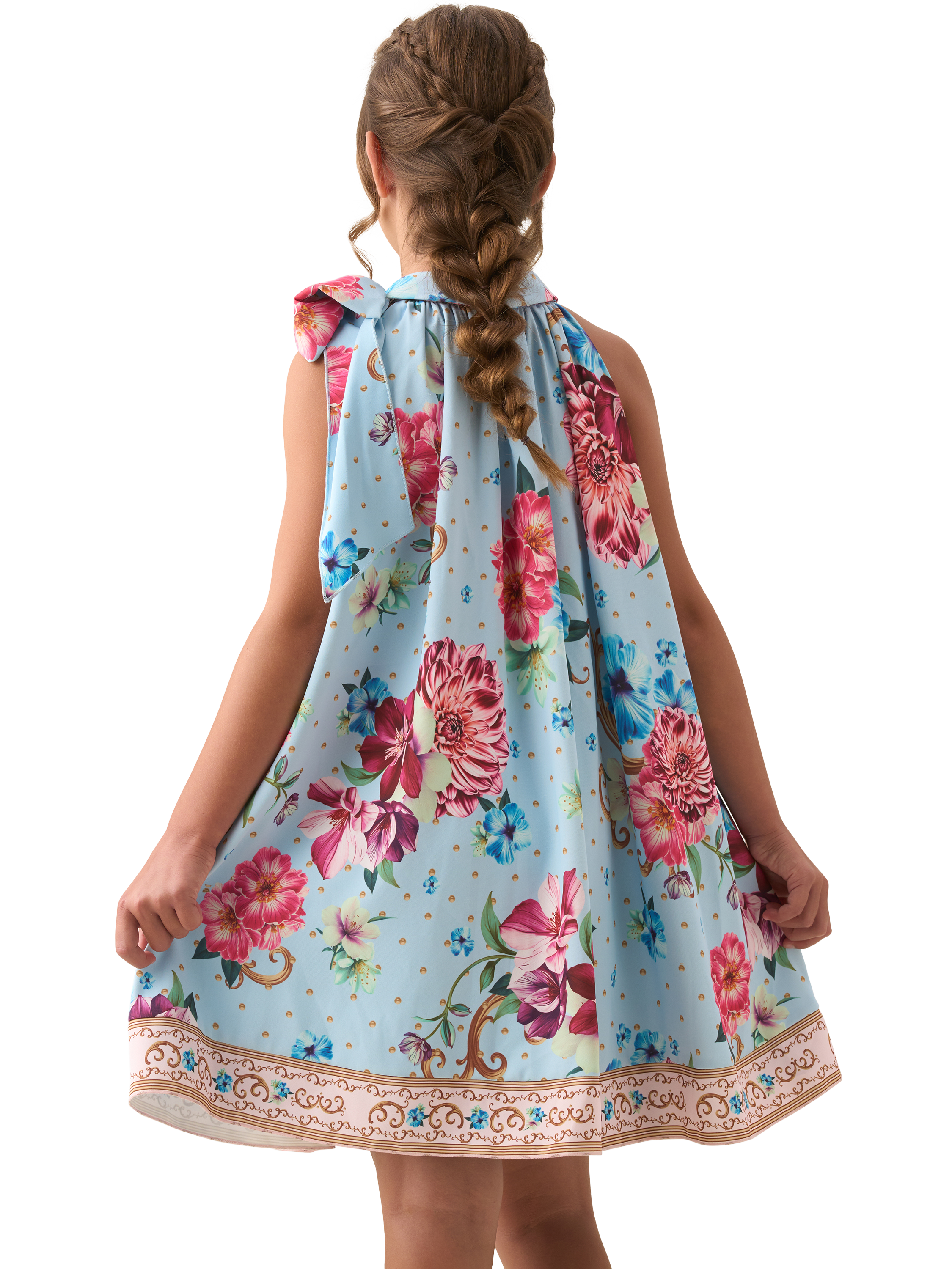 Product image 3 of 6, which shows Angel & Rocket Kids' Print Bow Swing Dress, Multi, 2 years