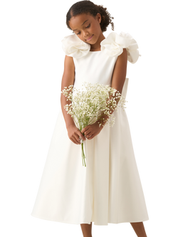Angel & Rocket Kids' Coco Puff Sleeve Bow Back Bridesmaid Dress, White, White