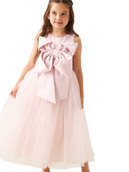 Angel & Rocket Kids' Elizabeth Statement Bow Dress, Blush, Blush