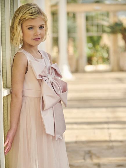 Angel & Rocket Kids' Elizabeth Statement Bow Dress, Blush - view 2, Blush
