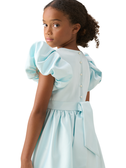 Angel & Rocket Kids' Structured Puff Sleeve Dress, Mint - view 2, Mint
