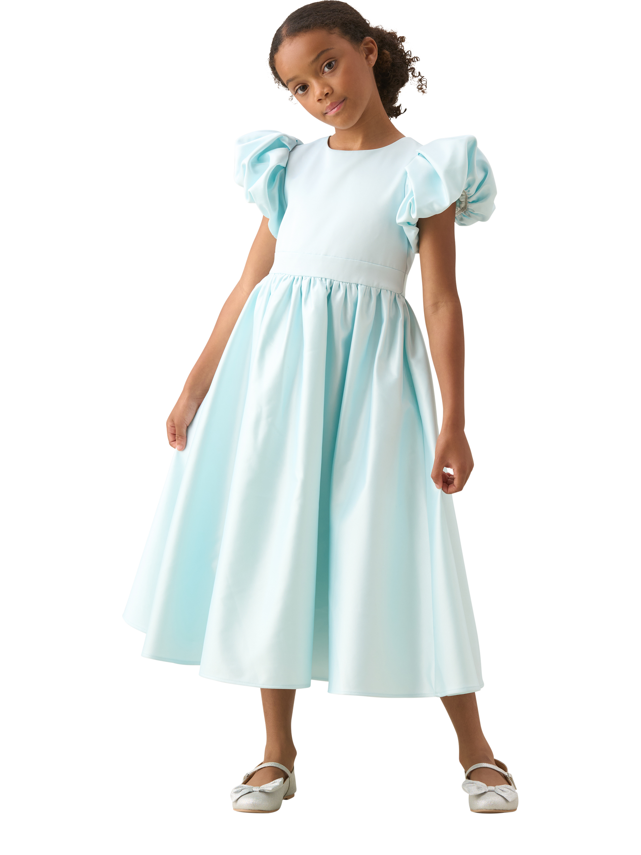 Product image 4 of 8, which shows Angel & Rocket Kids' Structured Puff Sleeve Dress, Mint, 3 years