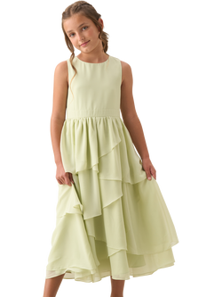 Angel & Rocket Kids' Sleeveless Tiered Ruffle Dress, Sage, Sage