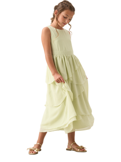 Angel & Rocket Kids' Sleeveless Tiered Ruffle Dress, Sage - view 2, Sage
