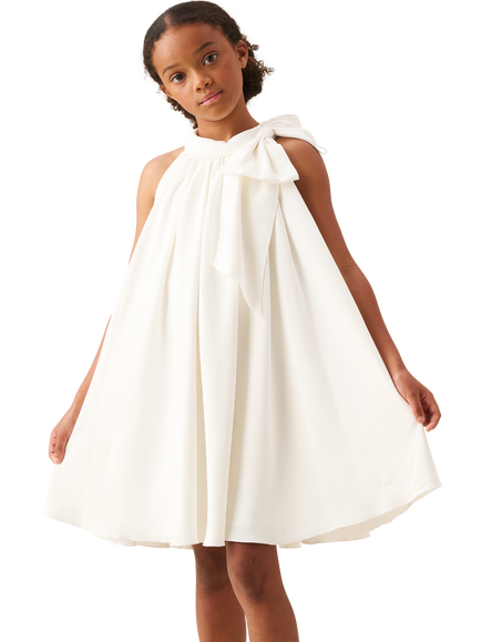 Angel & Rocket Kids' Bow Swing Dress, White, White