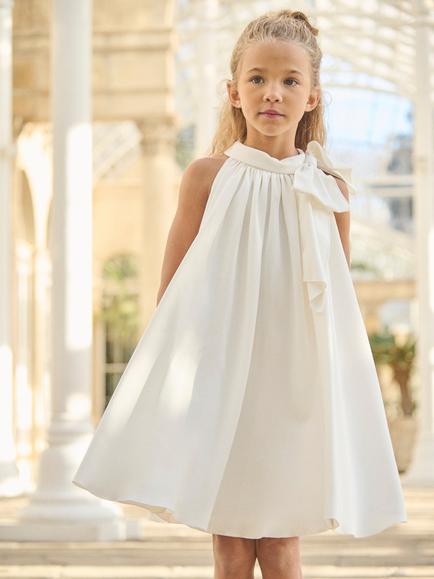 Angel & Rocket Kids' Bow Swing Dress, White - view 2, White