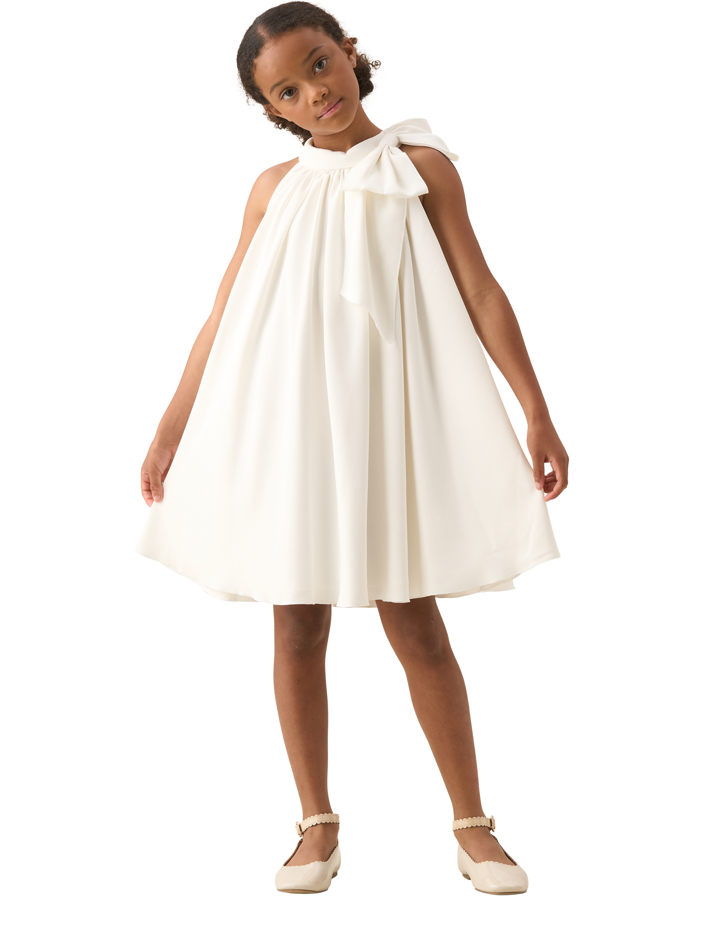 Product image 3 of 8, which shows Angel & Rocket Kids' Bow Swing Dress, White, 2 years