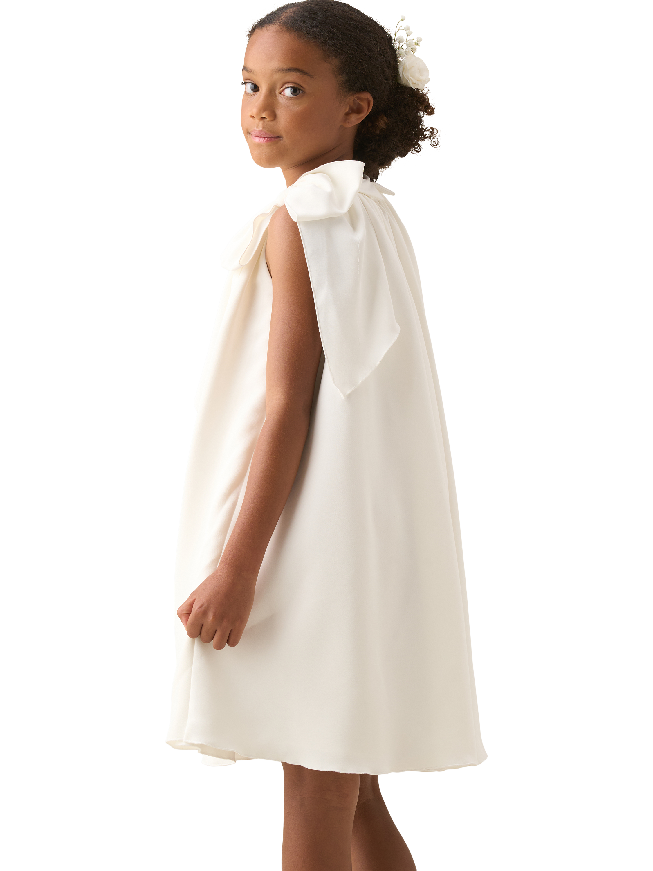 Product image 5 of 8, which shows Angel & Rocket Kids' Bow Swing Dress, White, 2 years