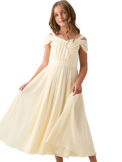 Angel & Rocket Kids' Ruched Georgette Maxi Dress, Yellow, Yellow