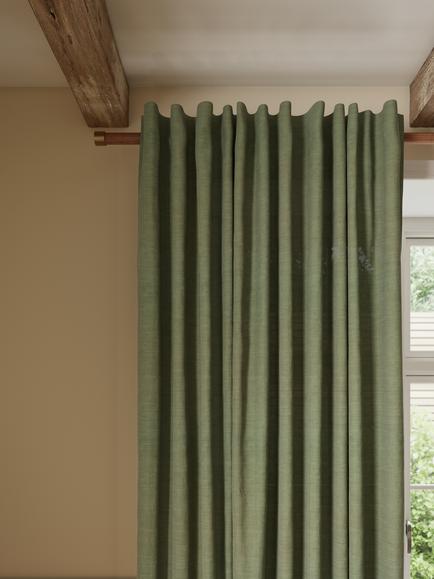 John Lewis Premium Linen Multiway Header Slot Top/Hidden Tab Voile Panel, Avocado