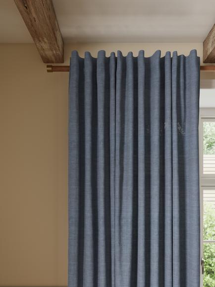 John Lewis Premium Linen Multiway Header Slot Top/Hidden Tab Sheer Panel, Loch Blue