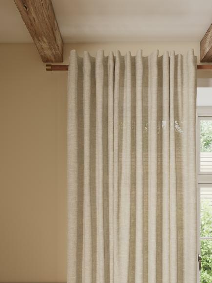 John Lewis Premium Linen Multiway Header Slot Top/Hidden Tab Sheer Panel, Natural