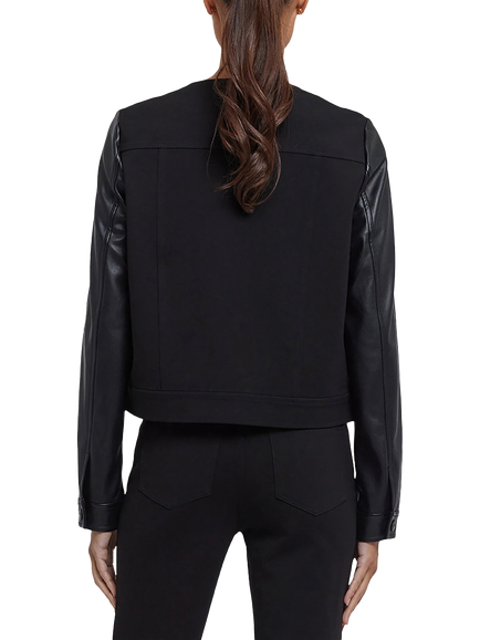 NYDJ Sculpt-Her™ Vanessa Faux Leather Jacket, Black - view 2, Black