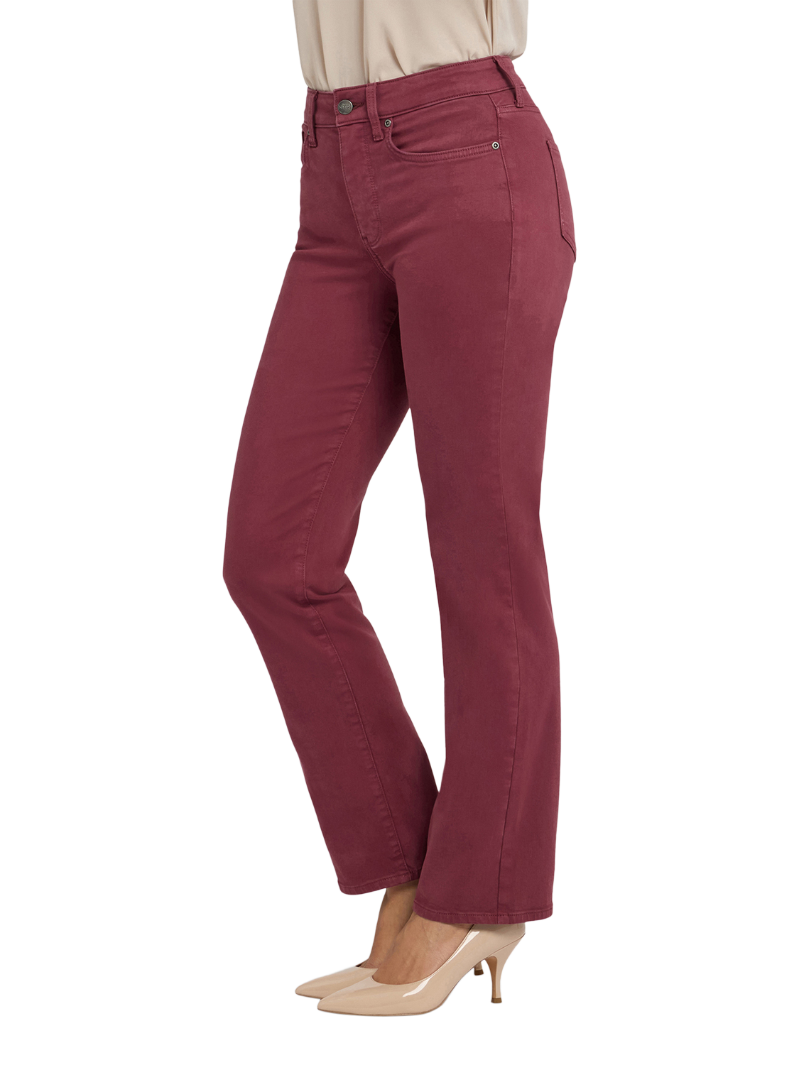 Product image 3 of 5, which shows NYDJ Marilyn Straight Jeans, True Burgundy, 18