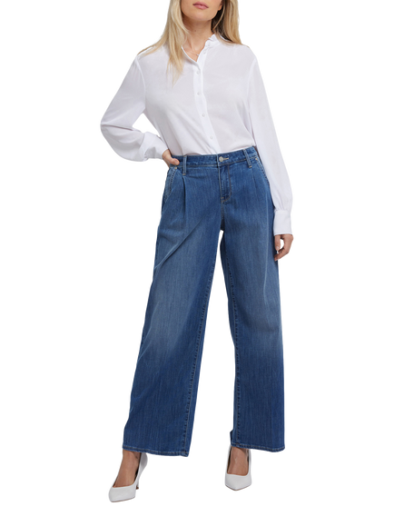 NYDJ Teresa Pleated Wide Leg Jeans, Romantic Indigo, Romantic Indigo