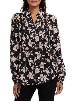 NYDJ Floral Pleated Front Tunic Top, Claudette, Claudette