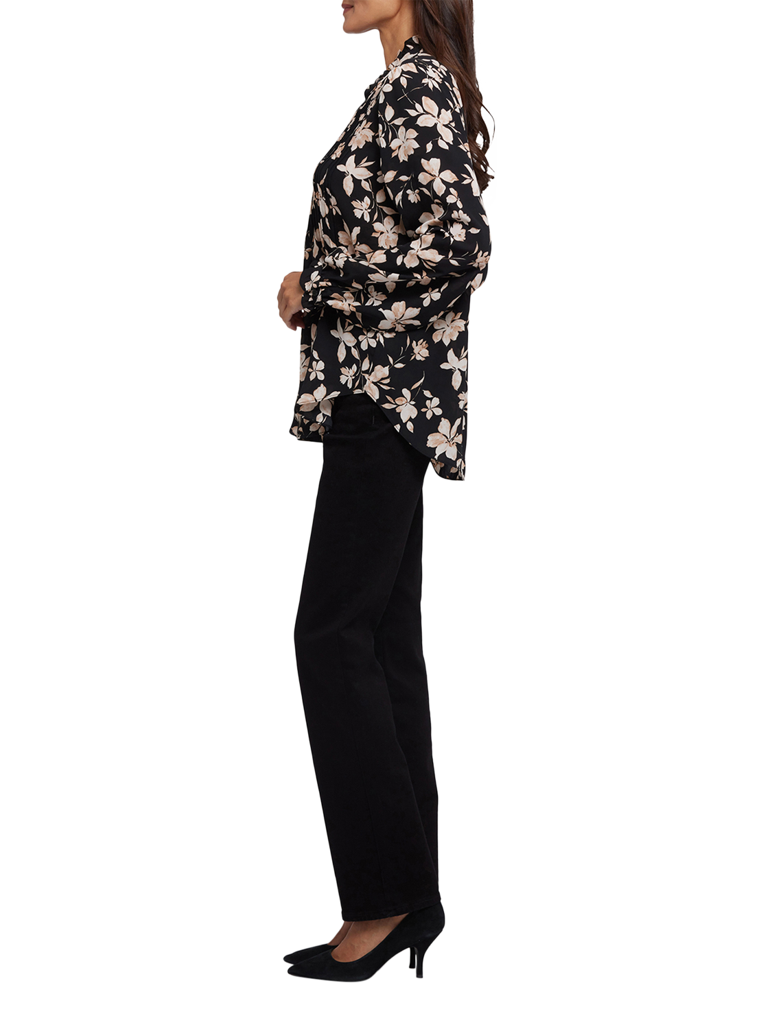 Product image 3 of 5, which shows NYDJ Floral Pleated Front Tunic Top, Claudette, XS