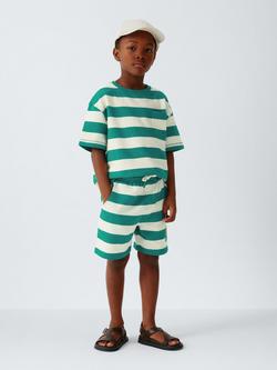 John Lewis Kids' Stripe Jersey T-Shirt & Shorts Set, Green - view 2, Green