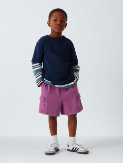 John Lewis Kids' Jersey Cargo Shorts, Purple - view 2, Purple