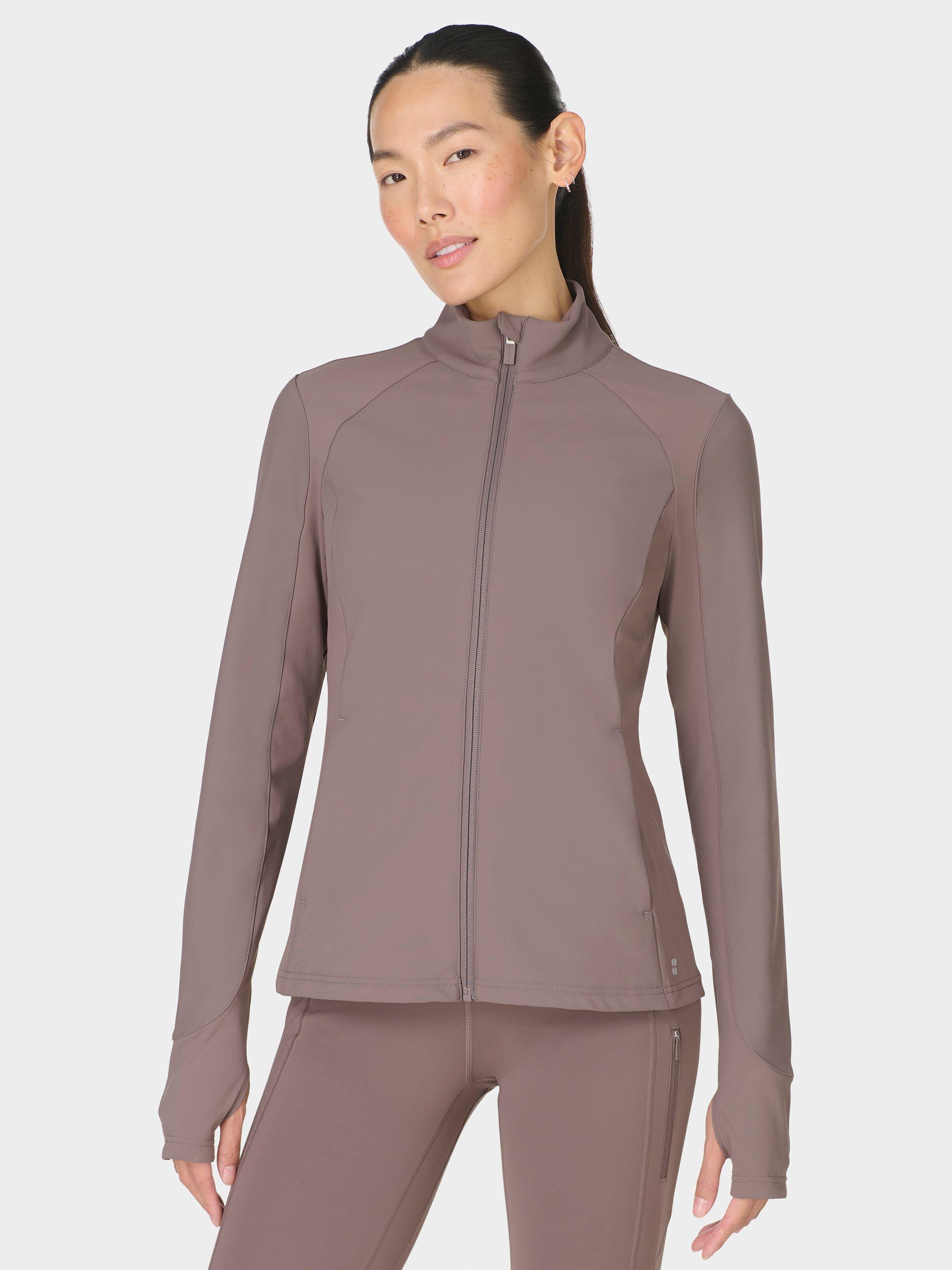 Product image 1 of 7, which shows Sweaty Betty Winter Power Soft Shell Jacket, Grounded Brown, XXS
