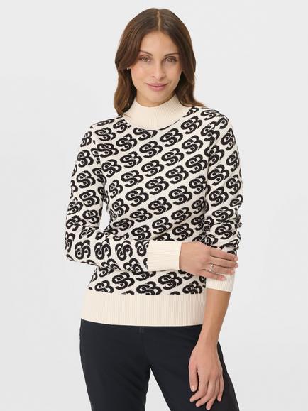 Sweaty Betty Soft Knit Cotton Blend High Neck Top, White Jacquard, White Sb Jacquard