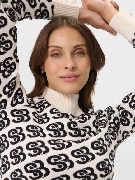 Sweaty Betty Soft Knit Cotton Blend High Neck Top, White Jacquard - view 2, White Sb Jacquard