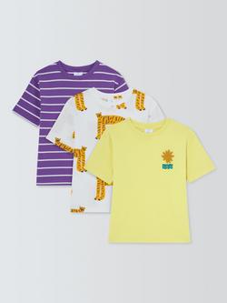 John Lewis Kids' Stripe/Leopard/Sun T-Shirts, Pack of 3, Multi, Multi