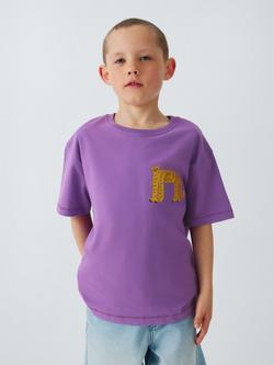 John Lewis Kids' Big Cats Graphic T-Shirt, Purple, Purple