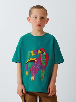 John Lewis Kids' Birds Fly Free T-Shirt, Green, Green