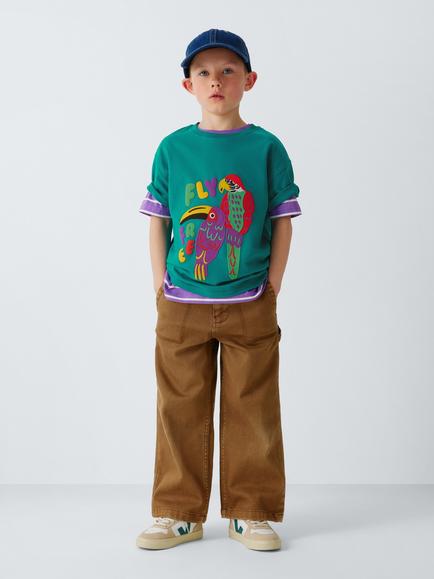 John Lewis Kids' Birds Fly Free T-Shirt, Green - view 2, Green