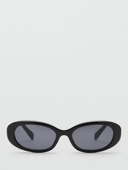 Mango Nantes Oval Sunglasses - view 2, Black/Grey