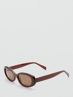 Mango Nantes Oval Sunglasses, Brown
